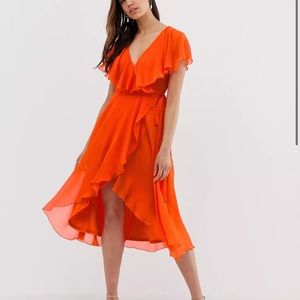 NWT ASOS Tall Cape Back Dipped Hem Midi Dress